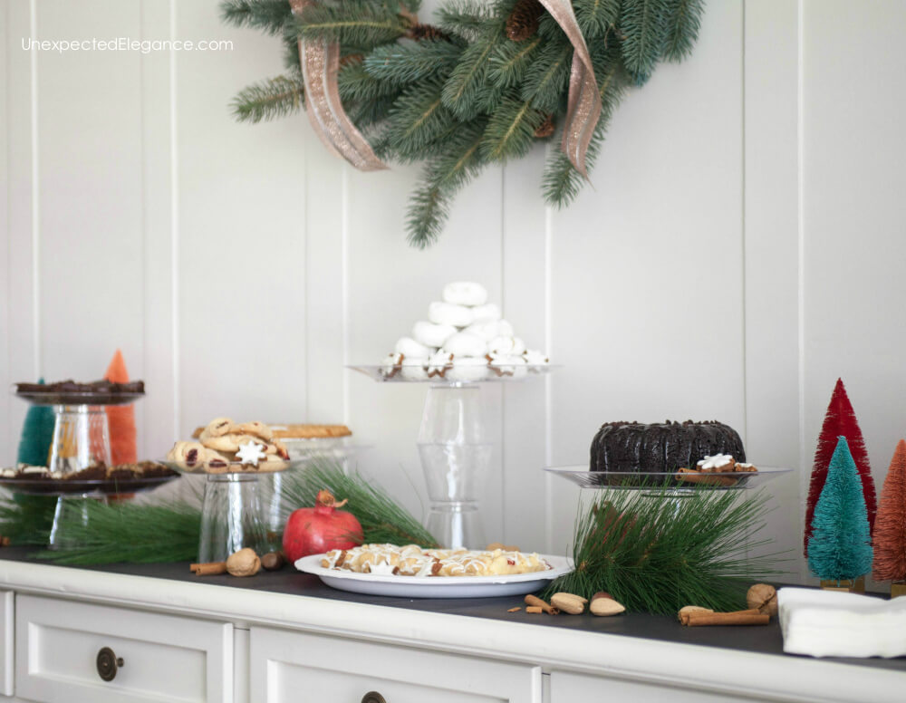 Get tips for setting up a beautiful and EASY dessert bar. Also get a tutorial for making custom cake stands in under 2 minutes!