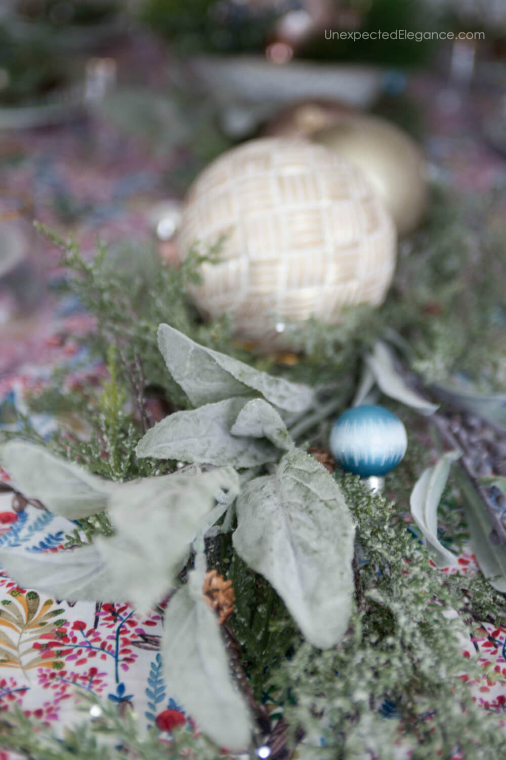 Fun and colorful holiday tablescape using non-traditional colors!